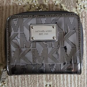 Michael Kors Metallic Pewter Zip Wallet.